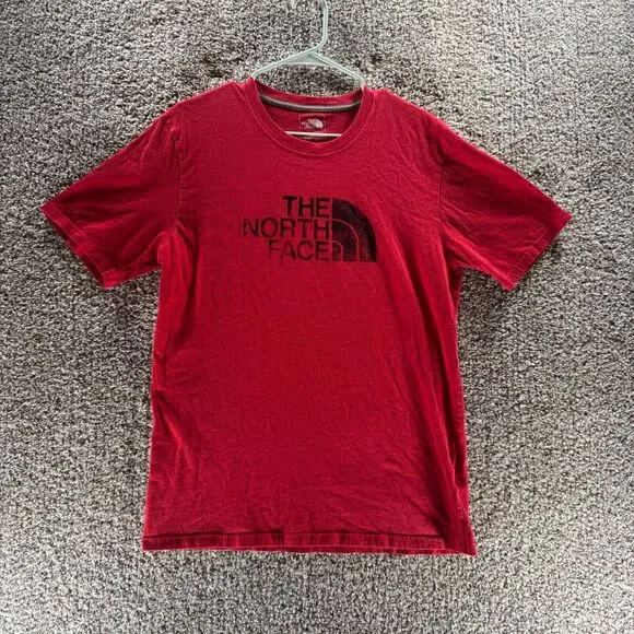 The‎ North Face Shirt Men Medium Red Crew Neck Standard Outdoors Hiking Cotton