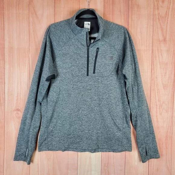 The North Face FlashDry‎ Mens Sweatshirt Large Gray 1/4 Zip Mock Neck Pullover