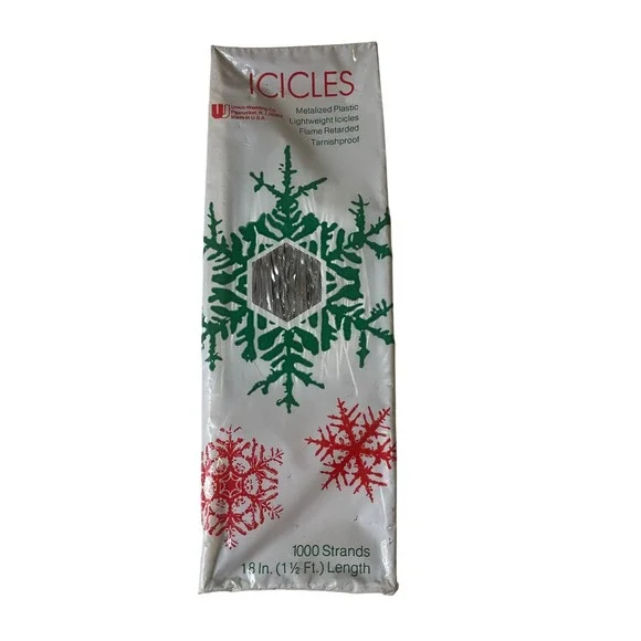 Vintage Christmas Tree Icicles Tinsel Union Wadding USA Shiny Nostalgic