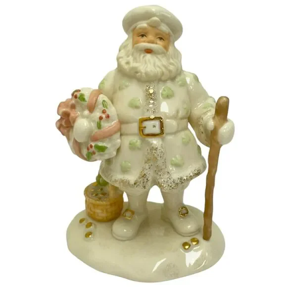 Vintage 2002 Lenox‎ A Merry Irish Santa Porcelain Figurine Clover Wreath 5”