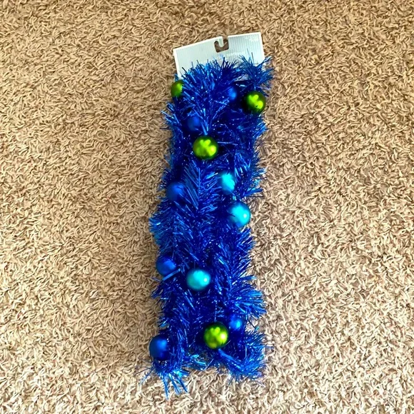 Garland (2) Mantle Decor Christmas Tree Royal Blue Green New Holiday Vintage