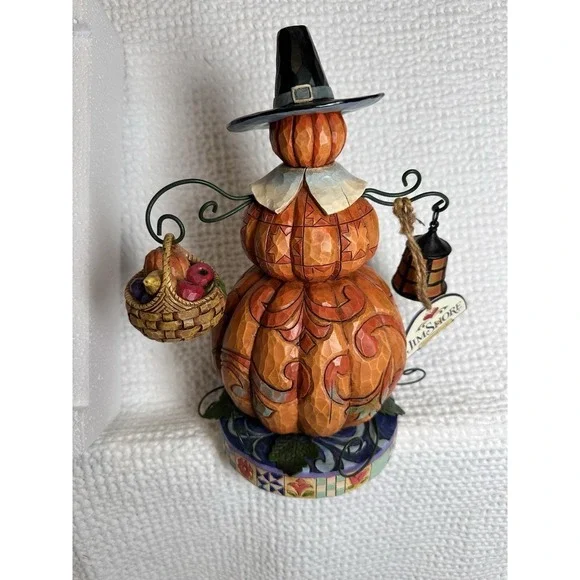 Jim Shore Pilgrim Patch Stacked Pumpkin Pilgrim Figurine NIB 4009013 Harvest