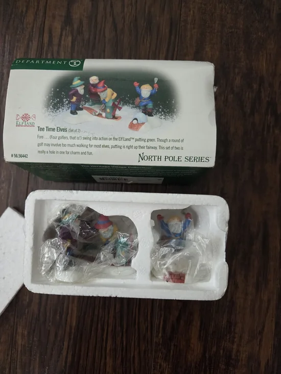 Department 56 North Pole Series Elves Golfing Figurines - Red, Blue, Green