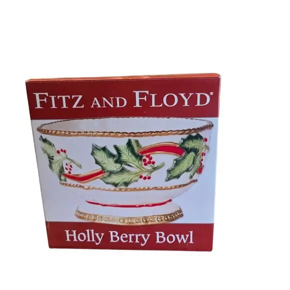 Fitz And Floyd Holiday Berry Bowl Christmas Holiday With Box New Open Box