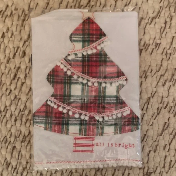 Glory Haus All is Bright Christmas Tree Tea Towel (White,Red & Green)