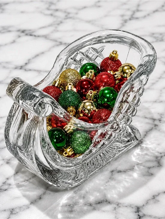 Vintage Crystal Sleigh Candy Dish Centerpiece Holiday Decor | EUC