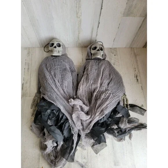 Scary grim reaper grey hanging skeleton Halloween set prop‎ decor