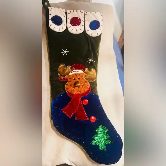 Adorable moose Christmas stocking