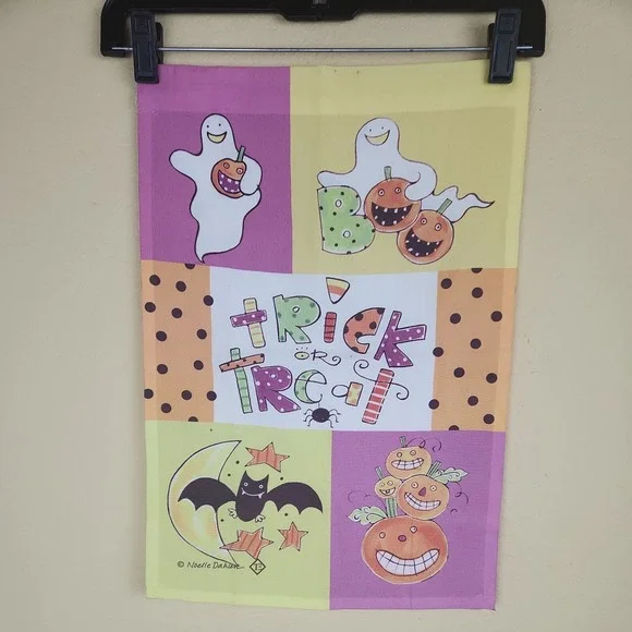 Noelle Dahlen Halloween Garden Flag Trick or Treat Ghost Pumpkin Bat‎