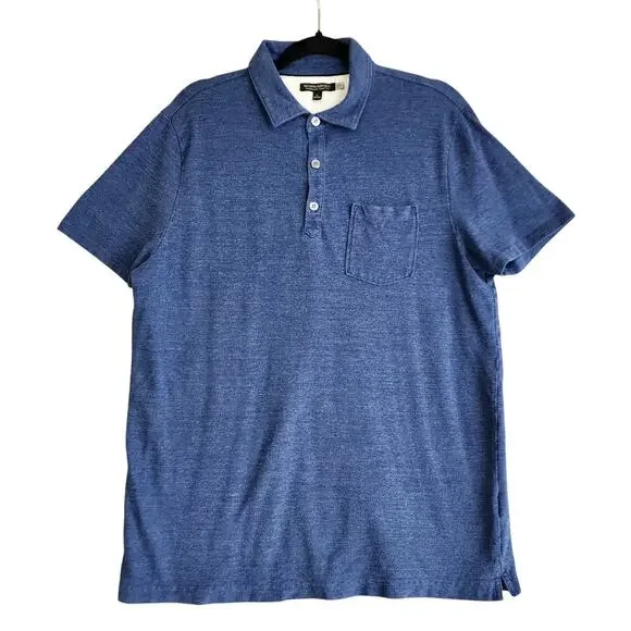 Banana Republic Mens Performance Pique‎ Polo Shirt Size Large Navy Blue Preppy