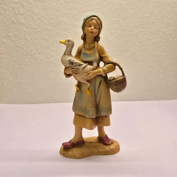 Vintage Fontanini Italy 110 Deborah Woman with Goose Girl Figurine Nativity 5