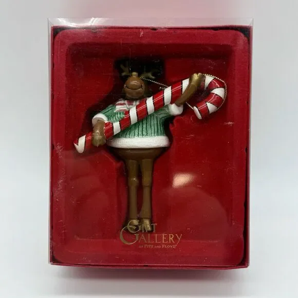 FITZ & FLOYD Reindeer Sweeties Ornament Ceramic Rebba Reindeer‎ In Box
