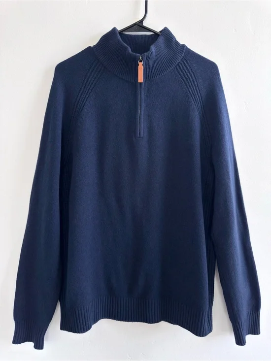 Banana Republic Italian Yarn Wool Quarter Zip Sweater Navy Men’s Tall L Casual