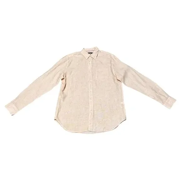 Banana Republic Camden Fit 100% Linen Shirt Orange Large