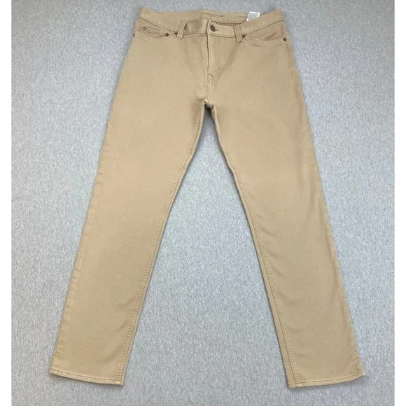 Banana Republic Pants Mens 33 x 32 Beige Cotton Blend Stretch Slim Fit Traveler