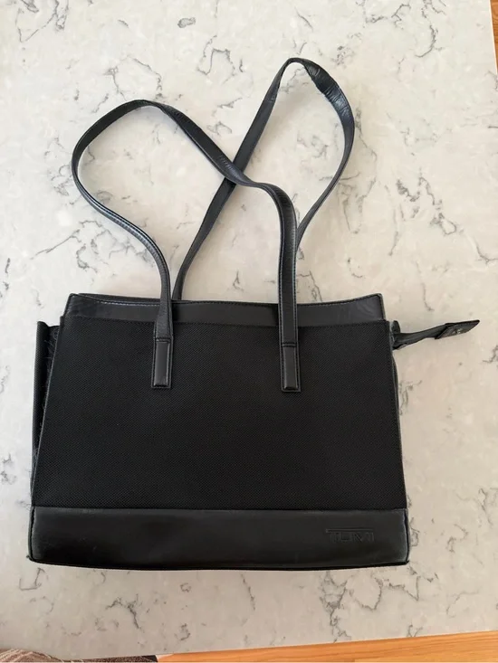 Tumi Black Nylon and Leather Tote