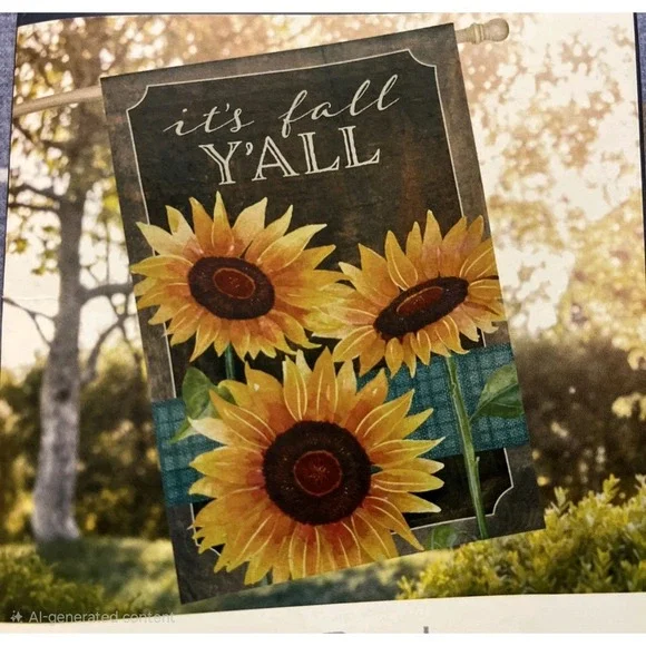 Style Selections Its Fall YAll Sunflower‎ House Flag 28x44 Autumn New 5967463