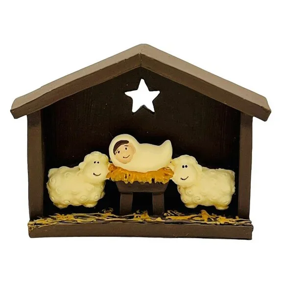 Blossom Bucket Suzi Mini Manger Nativity Christmas Baby Jesus Sheep 2014‎