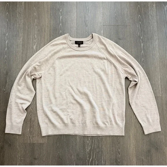 Banana Republic 100% Merino Wool Crew Neck Sweater Mens 2XL Taupe Preppy‎ Golf