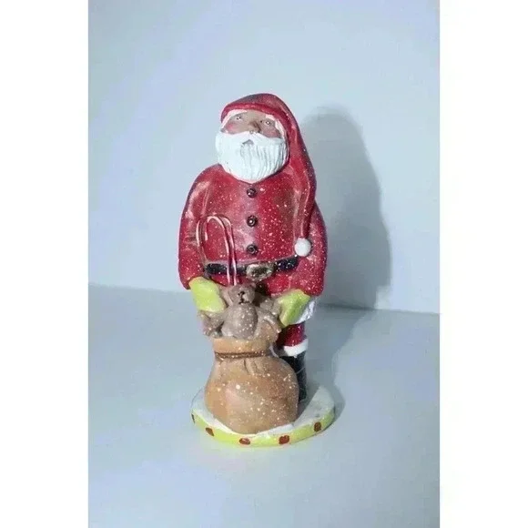DEMDACO Patchwork Christmas‎ Laura Benge Jolly Santa Claus Figurine 2015