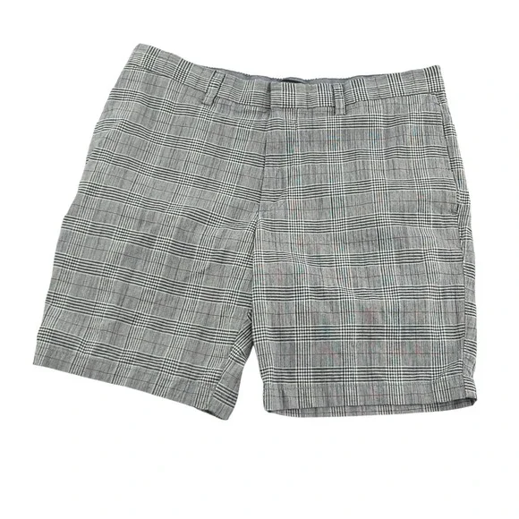 Banana Republic Aiden Club Shorts Mens 34 Gray Plaid Cotton Chino 9