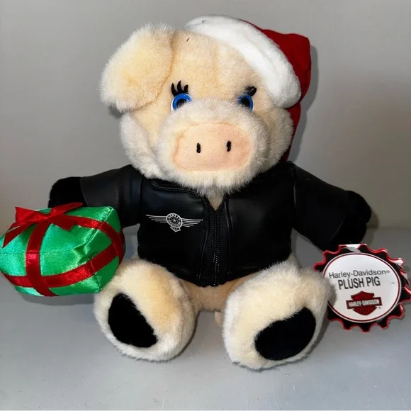 Harley Davidson Motorcycles 10in Plush Christmas‎ Pig Licensed Vintage 1999 NWT