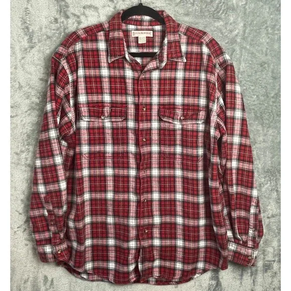 Banana‎ Republic Shirt Mens XL Red Plaid Button Up Long Sleeve Flannel Vintage