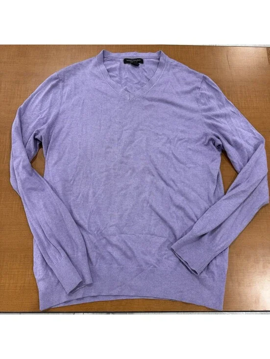 Banana Republic V Neck Sweater Silk Cotton Men’s Sz M Lavender Purple