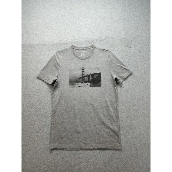 Banana Republic Men‎ Shirt L Gray Golden Gate Bridge Print Pullover Casual Eco T