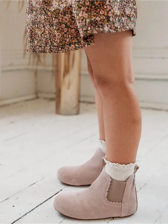 Little Love Bug Blush Suede Reagan Boots