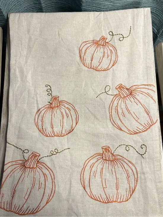 Embroidered Pumpkin Table Runner 54x12 Farmhouse Fall Autumn Decor