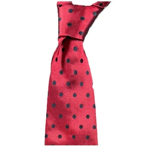 Banana‎ Republic Silk Tie Mens One Size Red Polka Dot Made In Italy Necktie