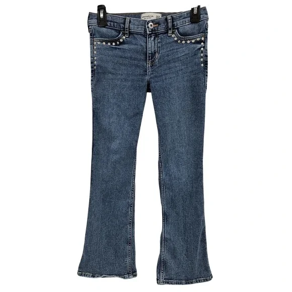 Abercrombie‎ Kids Jeans Tween Girls 13/14 Short Blue Low Rise Bootcut Studded