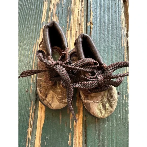 Baby Boys Camo Print Lace Up Work Boots Brown Camouflage Size 2‎ Infant