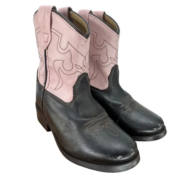 Smoky Mountain Kids 1574T Black Pink Cowboy‎ Western Boots Size R Youth Girls