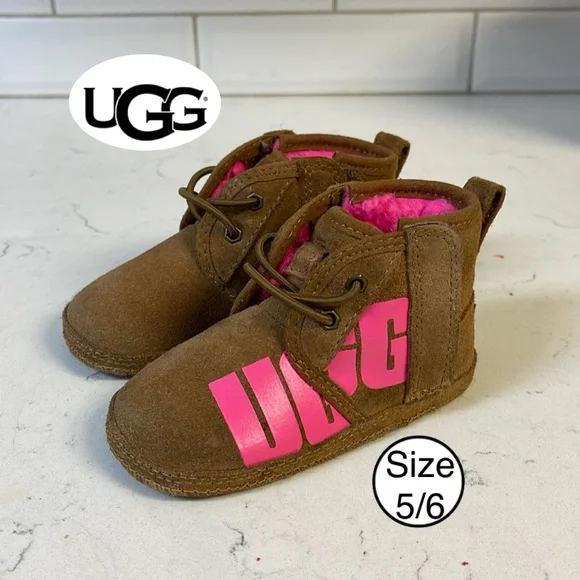 UGG Infant's Neumel Chopd Suede Classic Pink Size 5/6