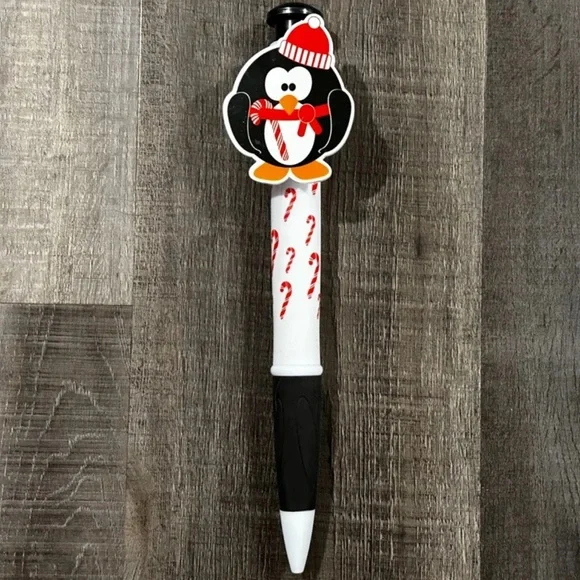 💞 New 11” Jumbo Penguin Christmas Pen with Candy Cane Design