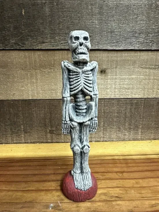 Hand Painted Halloween Skinny Skeleton Shelf Sitter Pencil Figure Spooky Decor