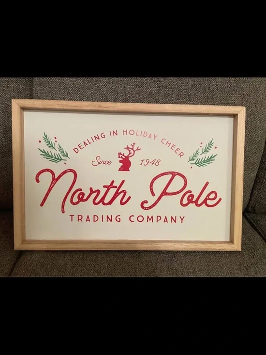 North Pole Trading Company Holiday Wall Sign - Red and Green