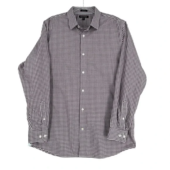 Banana Republic Slim Fit Gingham Check Long Sleeve Dress Shirt Mens XL Cotton‎