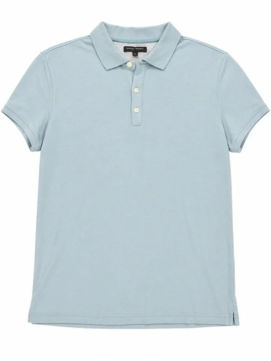 Banana Republic Blue Short-Sleeve Cotton Polo
