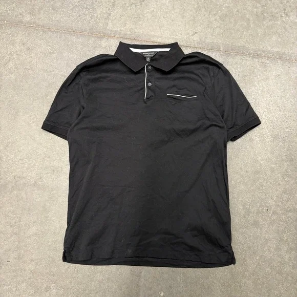 Banana Republic Mens Luxe Touch Performance Polo Shirt Black Short Sleeve Medium