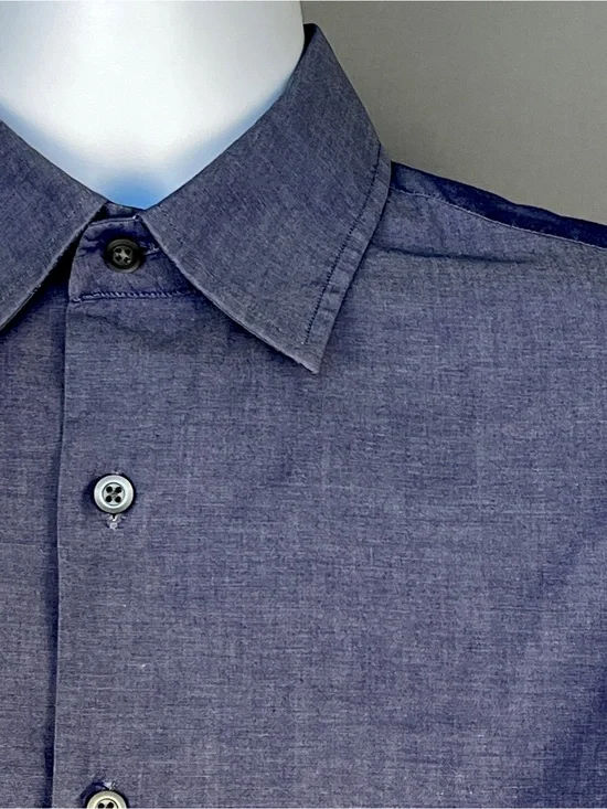 Banana Republic Men's Chambray Button-Up Slim Fit Shirt - Dark Blue Sz S