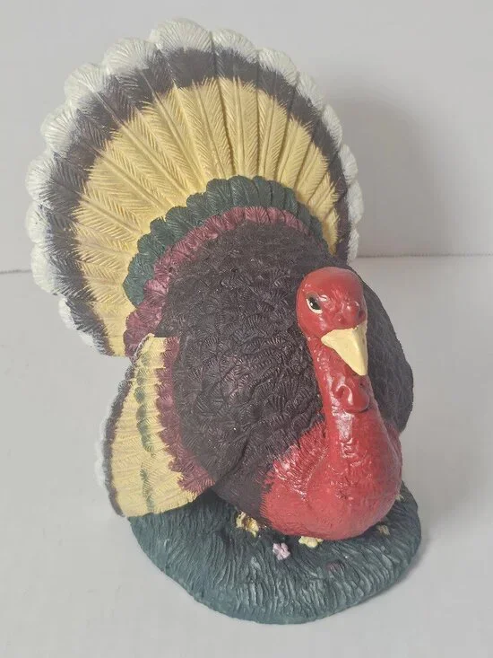 Hand Painted Resin Turkey Statue Primitive Fall Harvest Table Decor 8