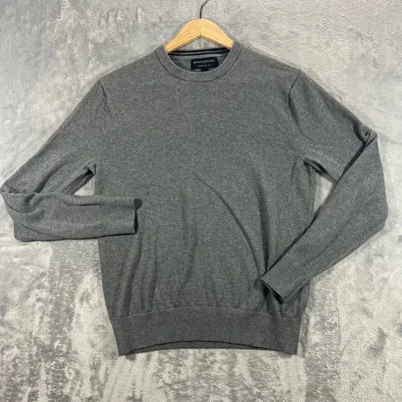 BANANA REPUBLIC Crewneck Sweater Mens XS‎ Grey Silk Cashmere Blend 710045-02