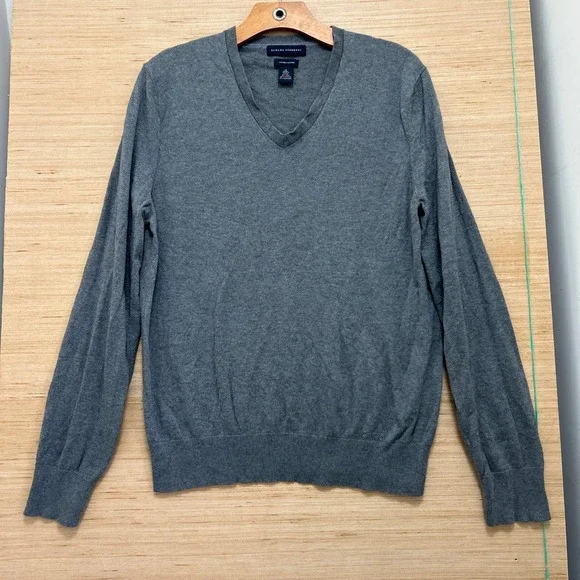 Banana Republic Mens Medium Grey Silk Cotton Cashmere V-Neck Sweater