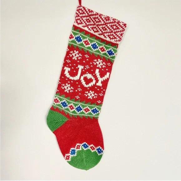 Vintage Joy Sweater Knit Holiday Christmas Stocking