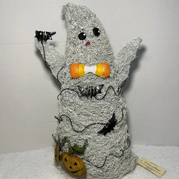 Home Interiors Halloween Ghost Tealight Candle Holder Pumpkins Spun Wire 14