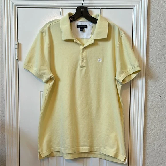 Banana Republic Men's Pique Polo Shirt Size L Yellow Elephant Logo