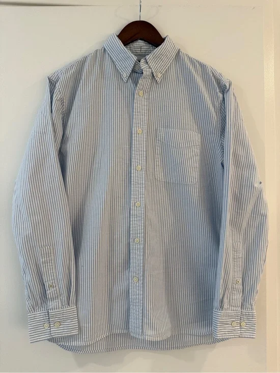 Banana Republic Blue and White Stripe Button-Down Shirt
